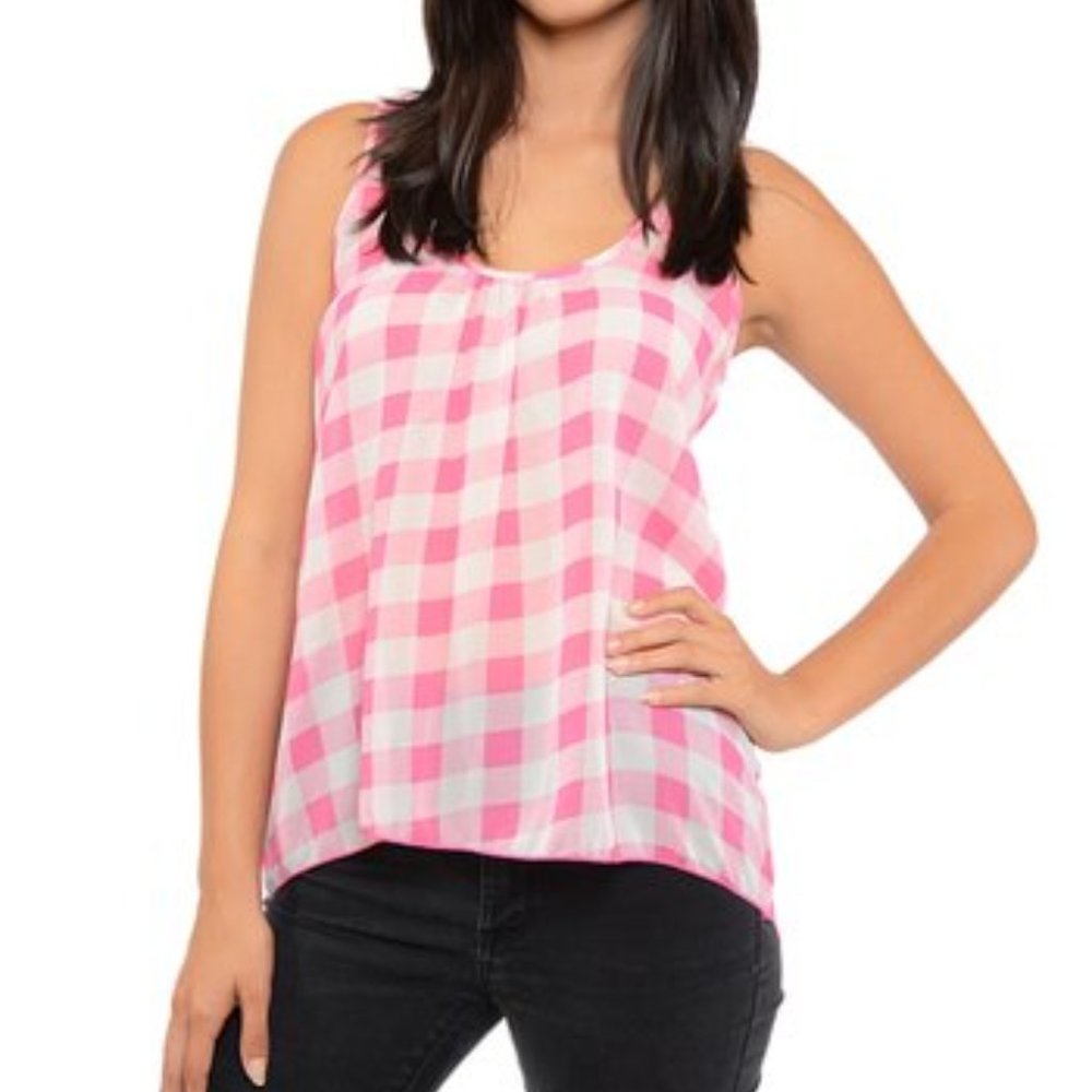 Pink & White Plaid Racerback Tank